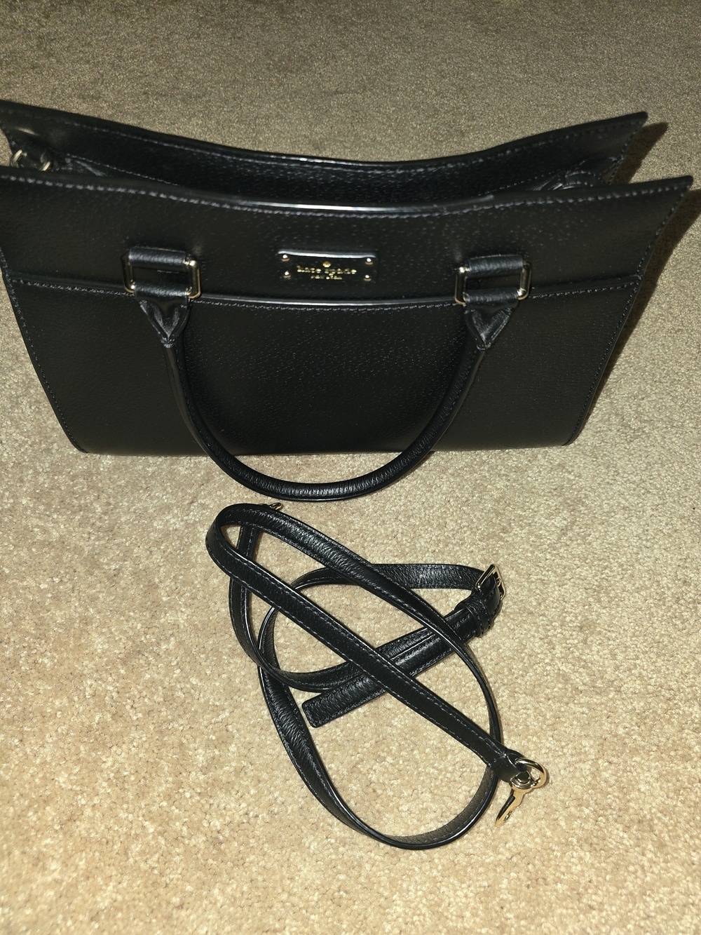 kate spade Black Leather Tote with Crossbody Strap